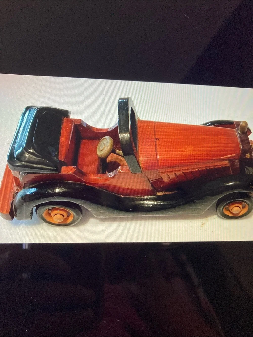 Vintage-Style Wooden Toy Classic Car Two- Seater Convertible